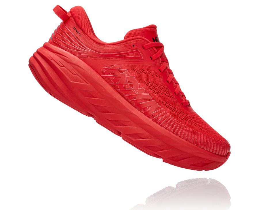 Hoka One One Mens Running Shoes - Bondi 7 - Red - KJPC76048